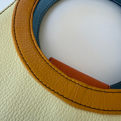 close up of ring handle on handbag