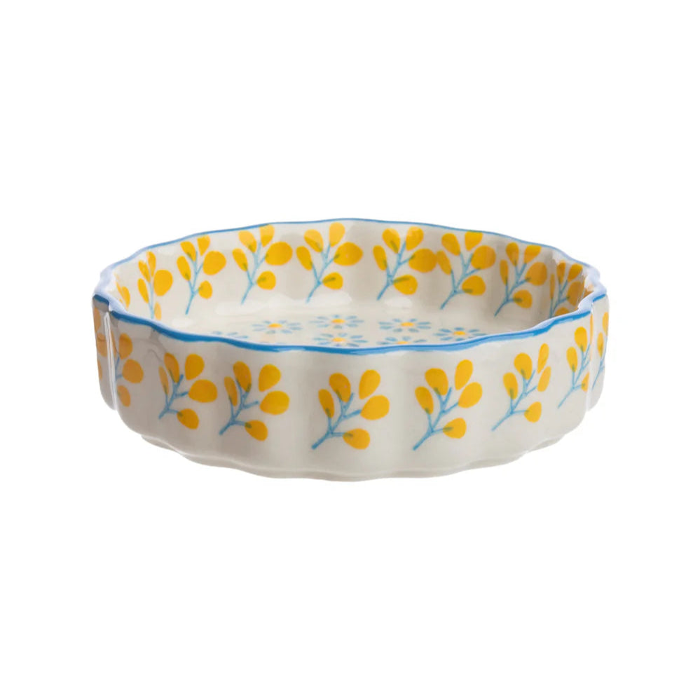 side view of Yellow Floral Tartelette Dish