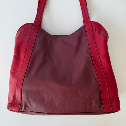 back view of Red handbag on a white background