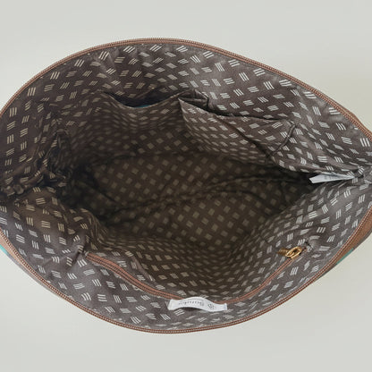 interior view of bag with patterned lining
