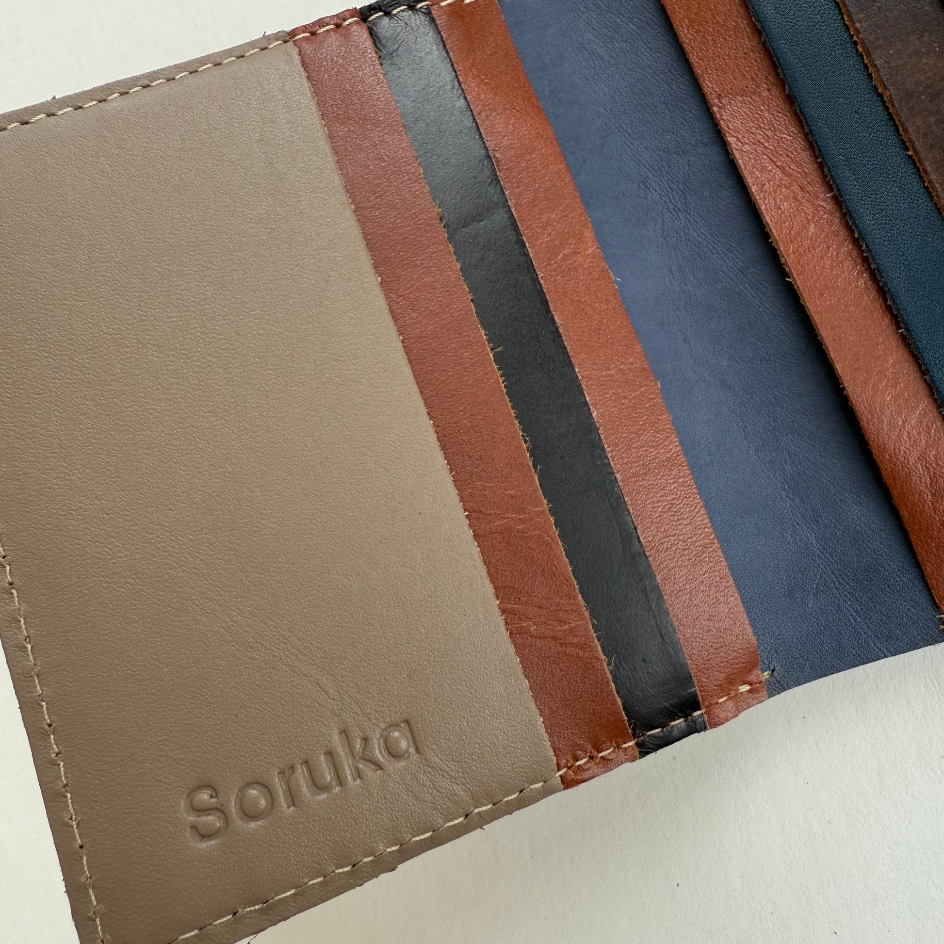 close-up of multi-colored card slots