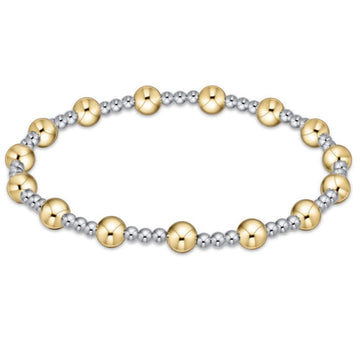 Extends Classic Sincerity Pattern 5mm Bead Bracelet, Mixed Metal