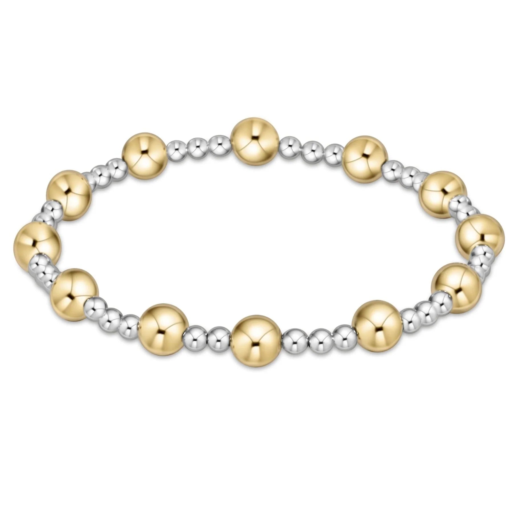 Classic Sincerity Pattern 6mm Bead Bracelet, Mixed Metal