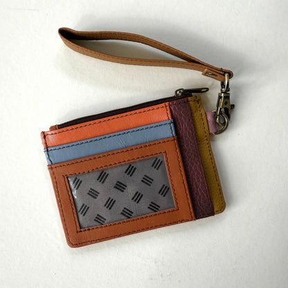 other side of wallet with colorful card slots and clear ID pocket