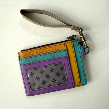 other side of wallet with colorful card slots and clear ID pocket