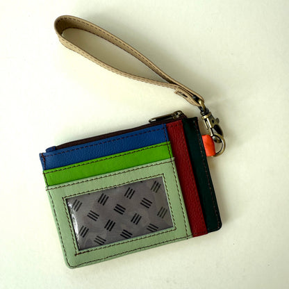 other side of wallet with colorful card slots and clear ID pocket