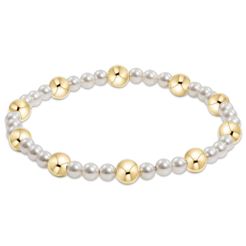 Pear Sincerity Pattern 4mm Bead Bracelet, 6mm Gold