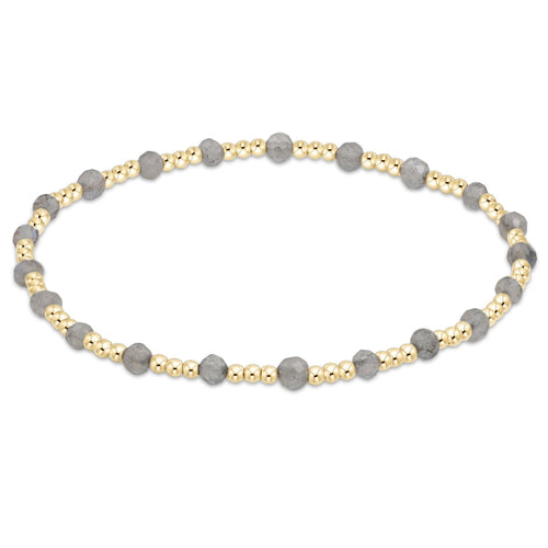Gemstone Gold Sincerity Pattern 3mm Bead Bracelet, Labradorite