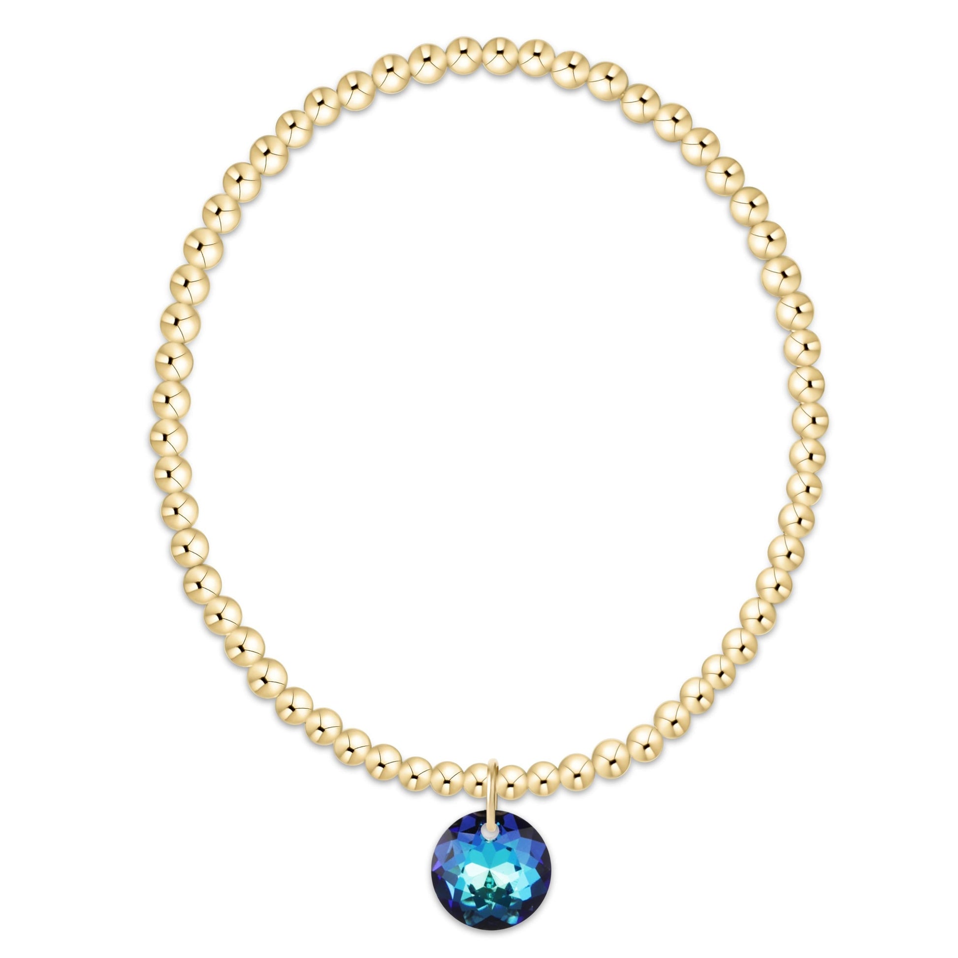 Classic Gold 3mm Bracelet - Reflection Small Charm 12