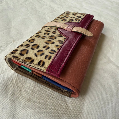 side view of mauve body with leopard print flap