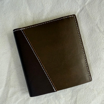other side of wallet in dark brown leathers