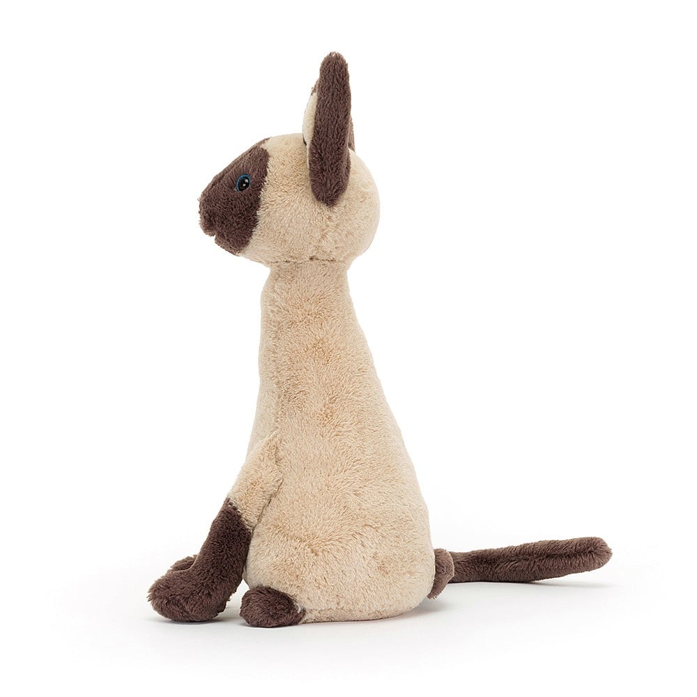 side view of Iris Siamese Cat Plush Toy.