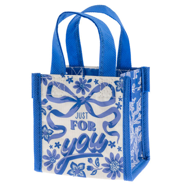 front view of blue bows Tiny Gift Bag