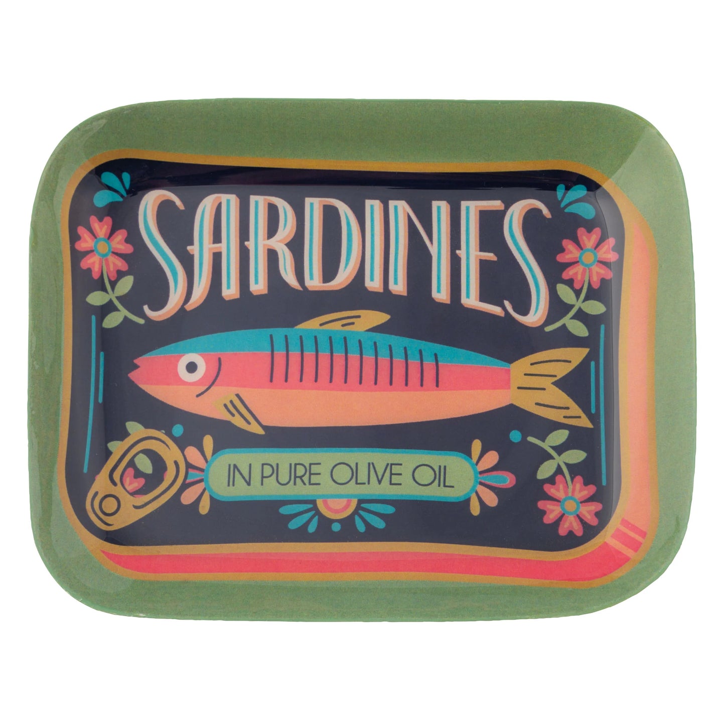 trinket tray with design of sardine and florals