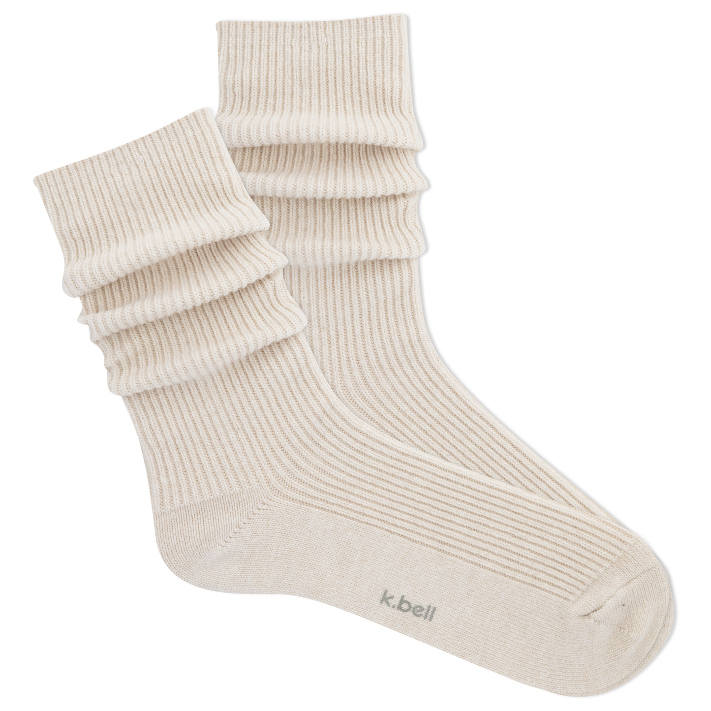 pair of ivory slouch socks shown on a white background