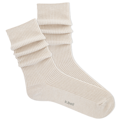 pair of ivory slouch socks shown on a white background