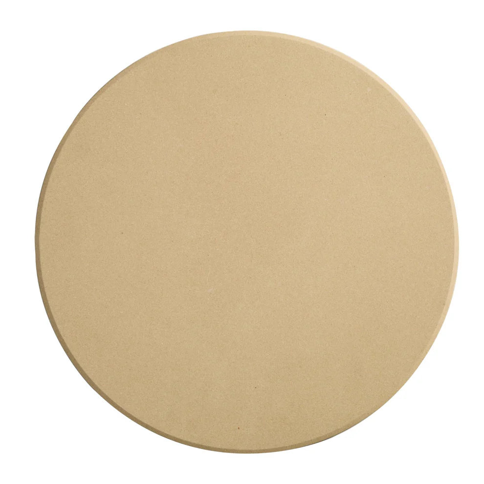 round baking stone shown on a white background