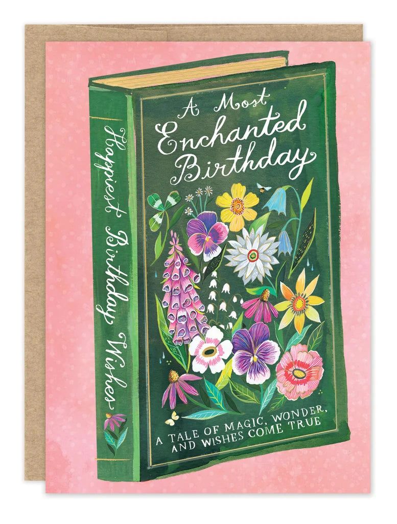 front of card featuring a book
