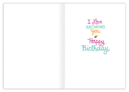 inside view of card is white with pink, blue, and orange text listed in the description