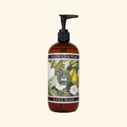 pump bottle of hand wash on an ivory background