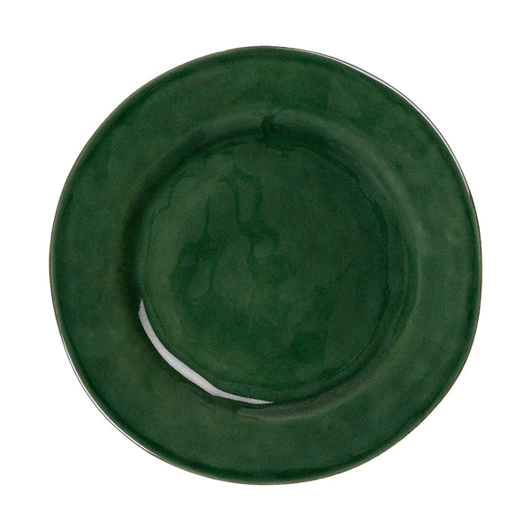 basil green dinner plate on white background