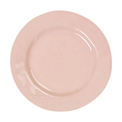 blush pink dinner plate on white background