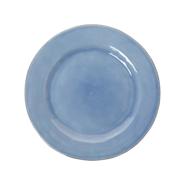 chambray blue salad plate on white background