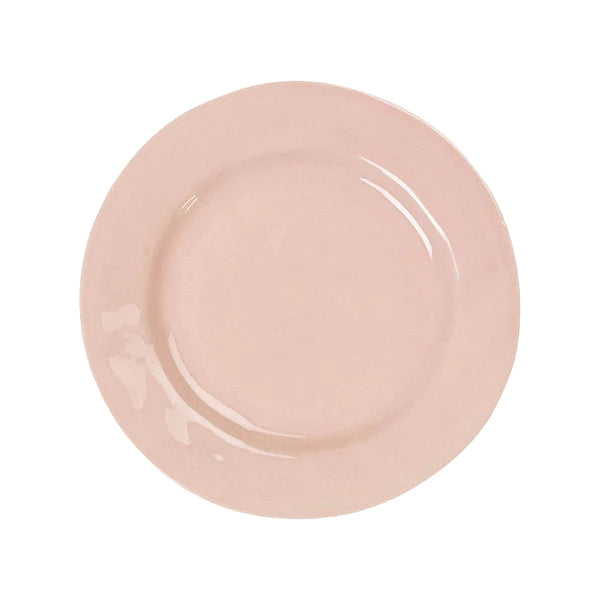 blush pink salad plate on white background