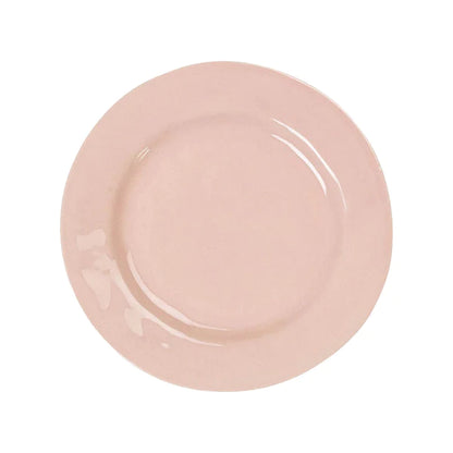 blush pink salad plate on white background