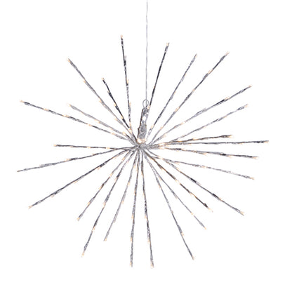 silver starburst with twinkle lights displayed on a white background