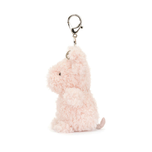 side view of little pig plush toy bag charm