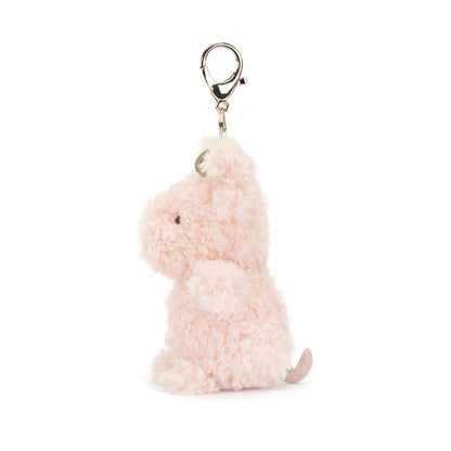 side view of little pig plush toy bag charm