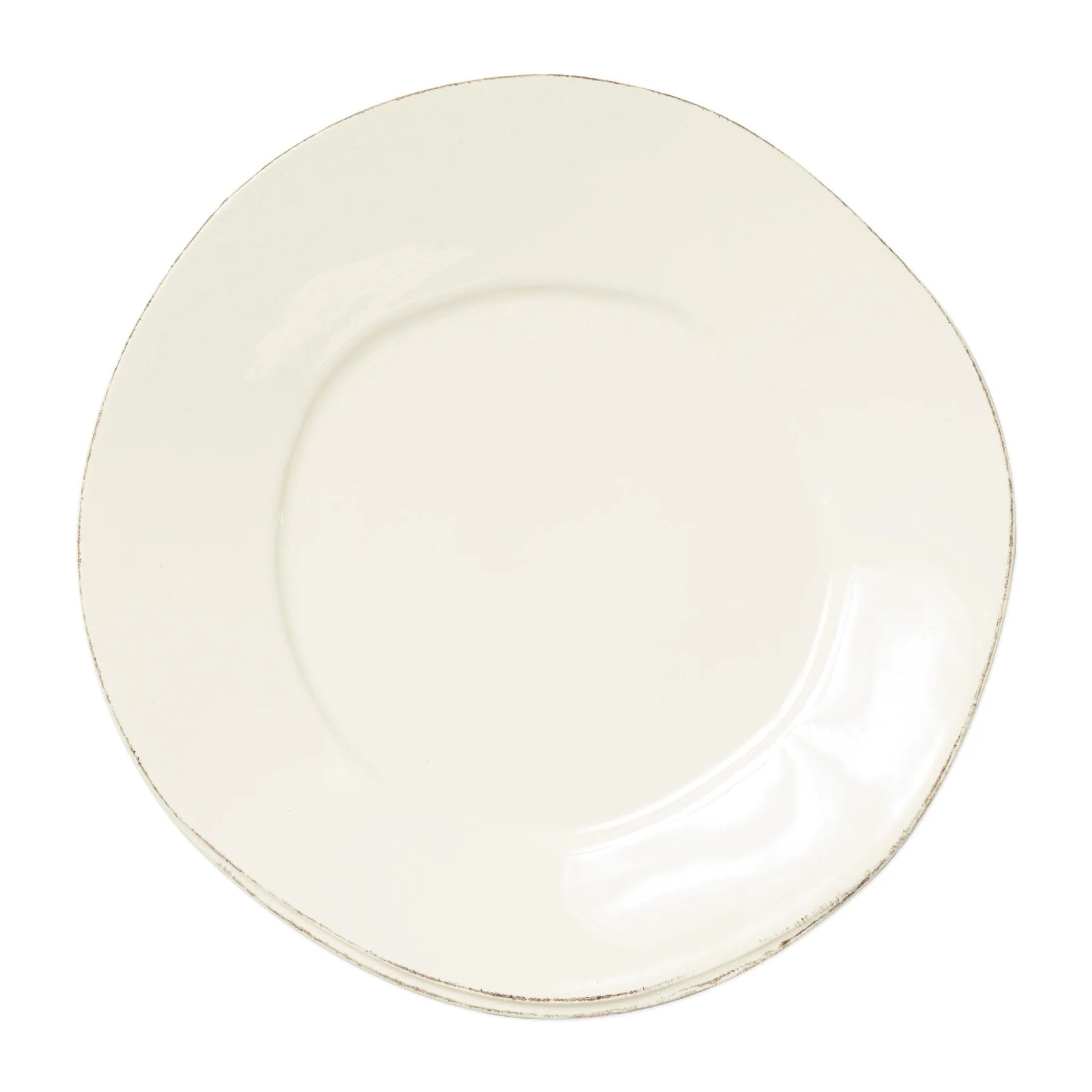 Vietri Lastra Linen colored dnner plate on a white background