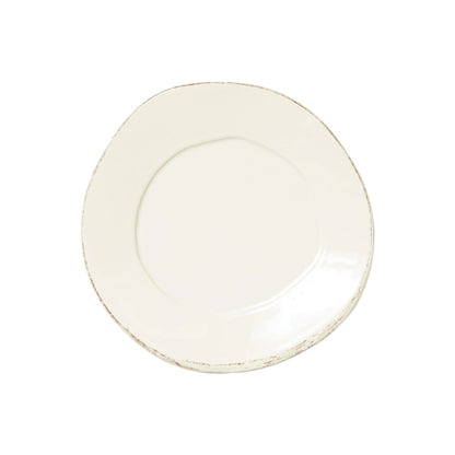 Vietri Lastra Linen colored salad plate on a white background