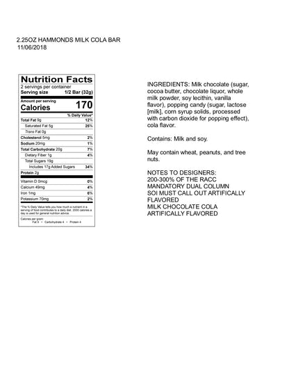 Ingredient list and nutritional information. Please call 501-327-2182 for more information.