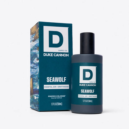 Seawolf Proper Cologne bottle next to its box