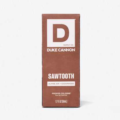 brown box packaging for sawtooth cologne