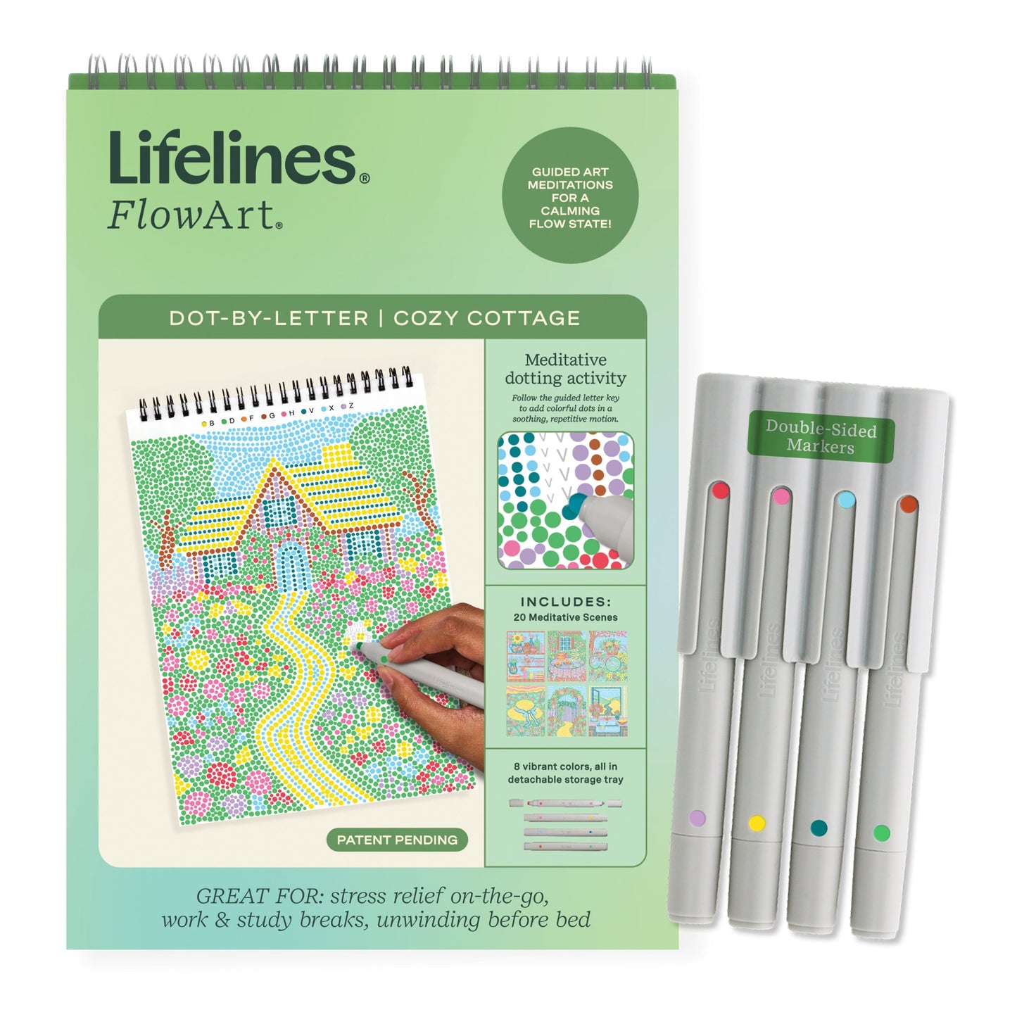 cozy cottage art pad with 4 markers in their carrying case
