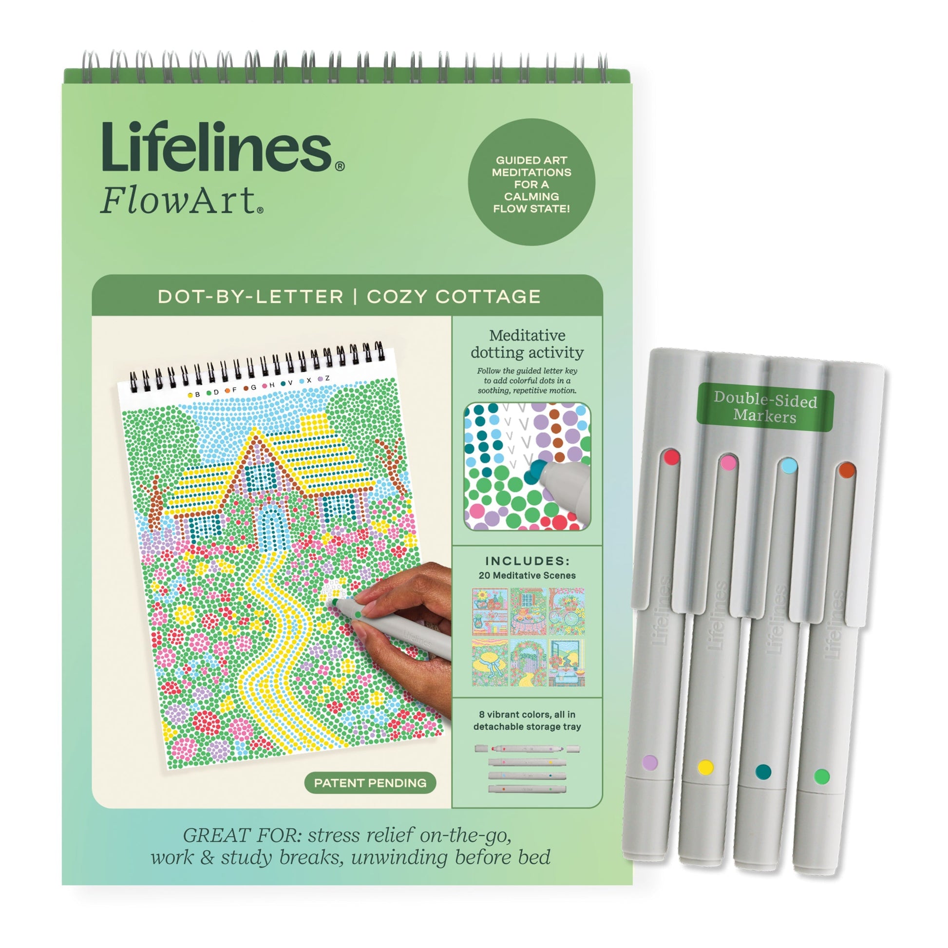 cozy cottage art pad with 4 markers in their carrying case
