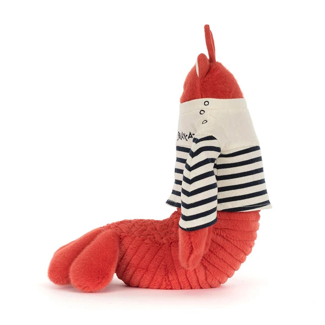side view of Larry Lobster Sailor Outfit Plush Toy