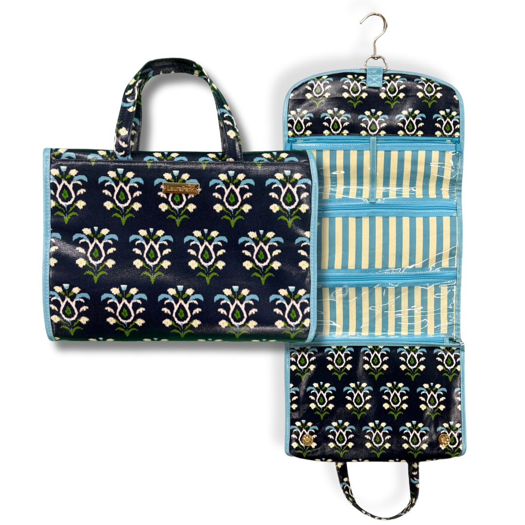 travel case folded up next to the hanging version