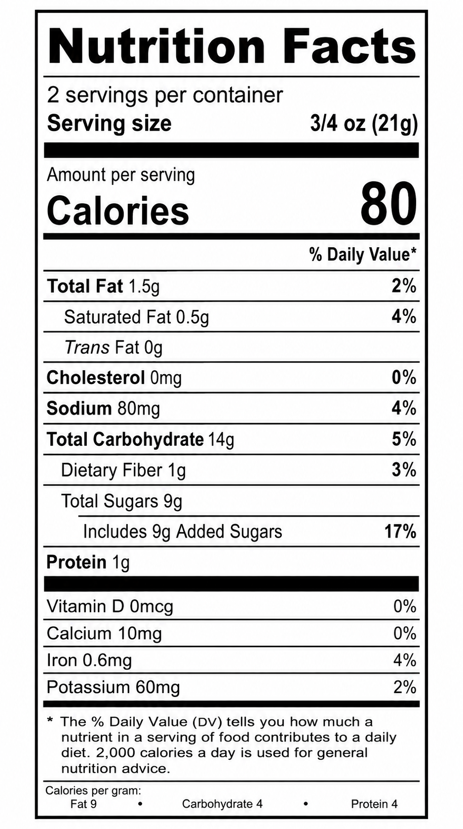 Lemon Soft Batch Cookies Nutritional Label