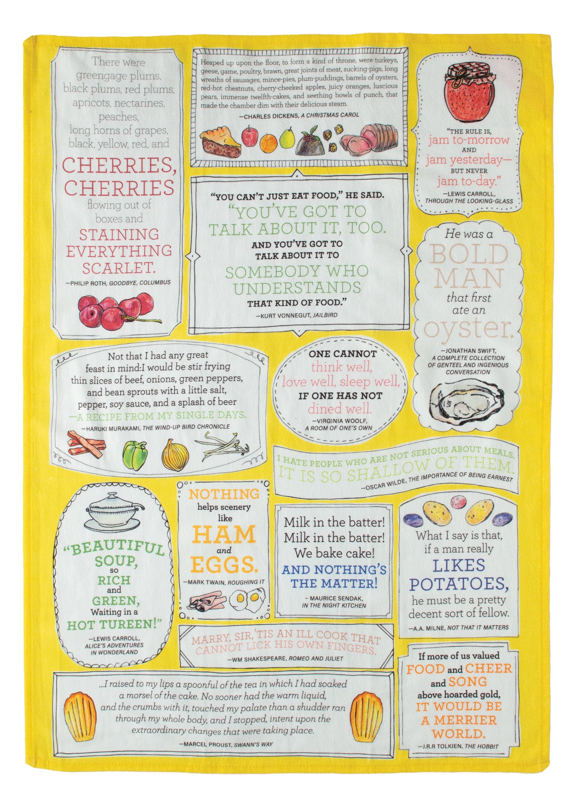 Literary Tastes Dish Towel printed with quotes