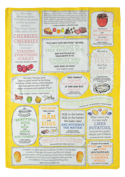 Literary Tastes Dish Towel printed with quotes