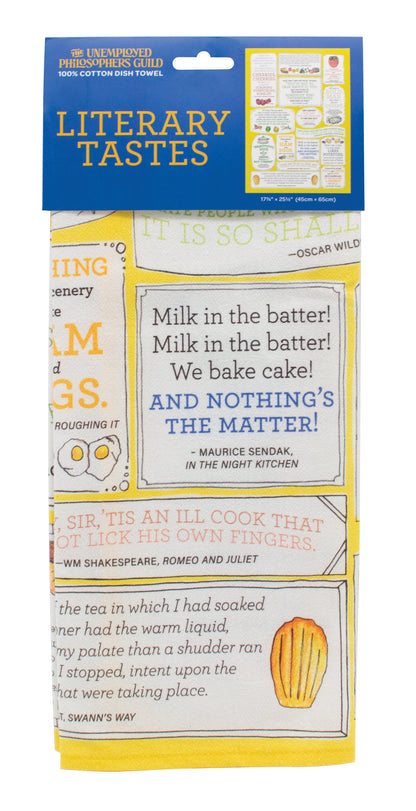 Literary Tastes Dish Towel in its packaging
