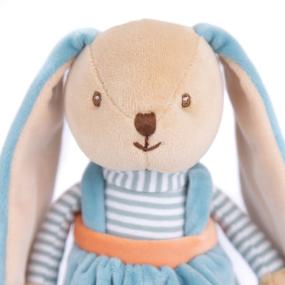 close-up of face of bunny brother with blue pants