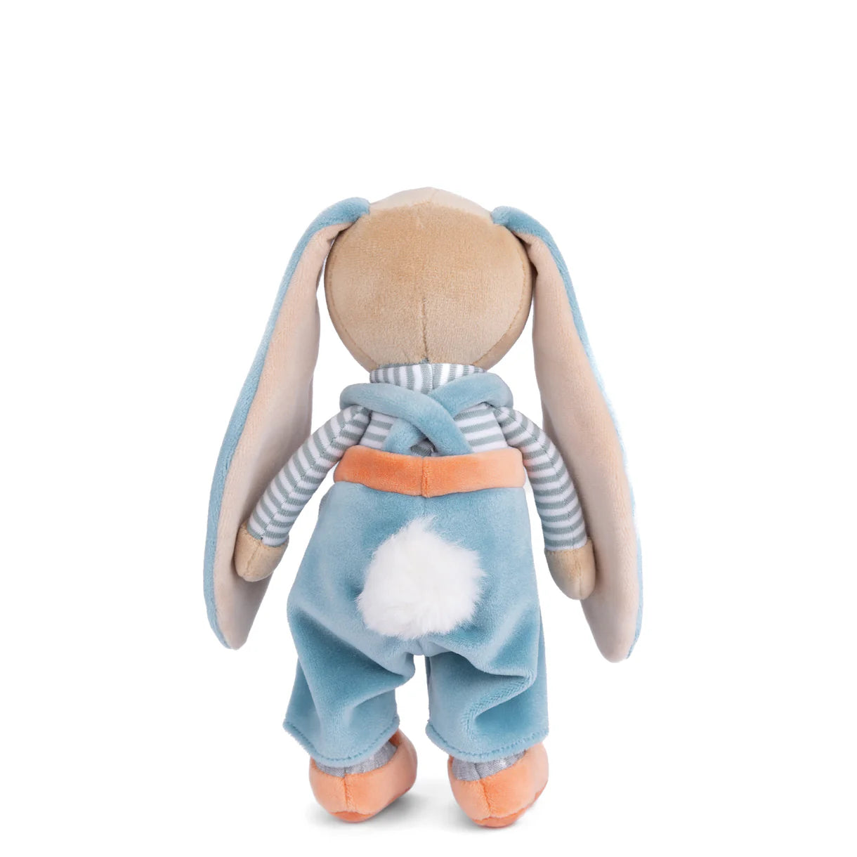 back view of bunny brother with blue pants plush toy