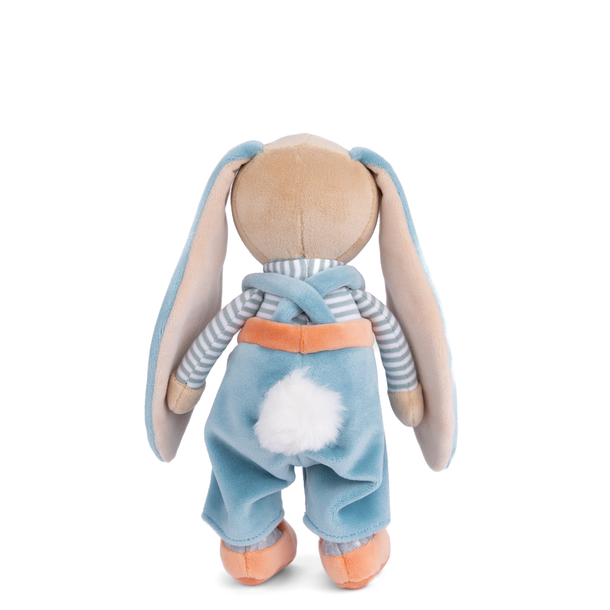 back view of bunny brother with blue pants plush toy