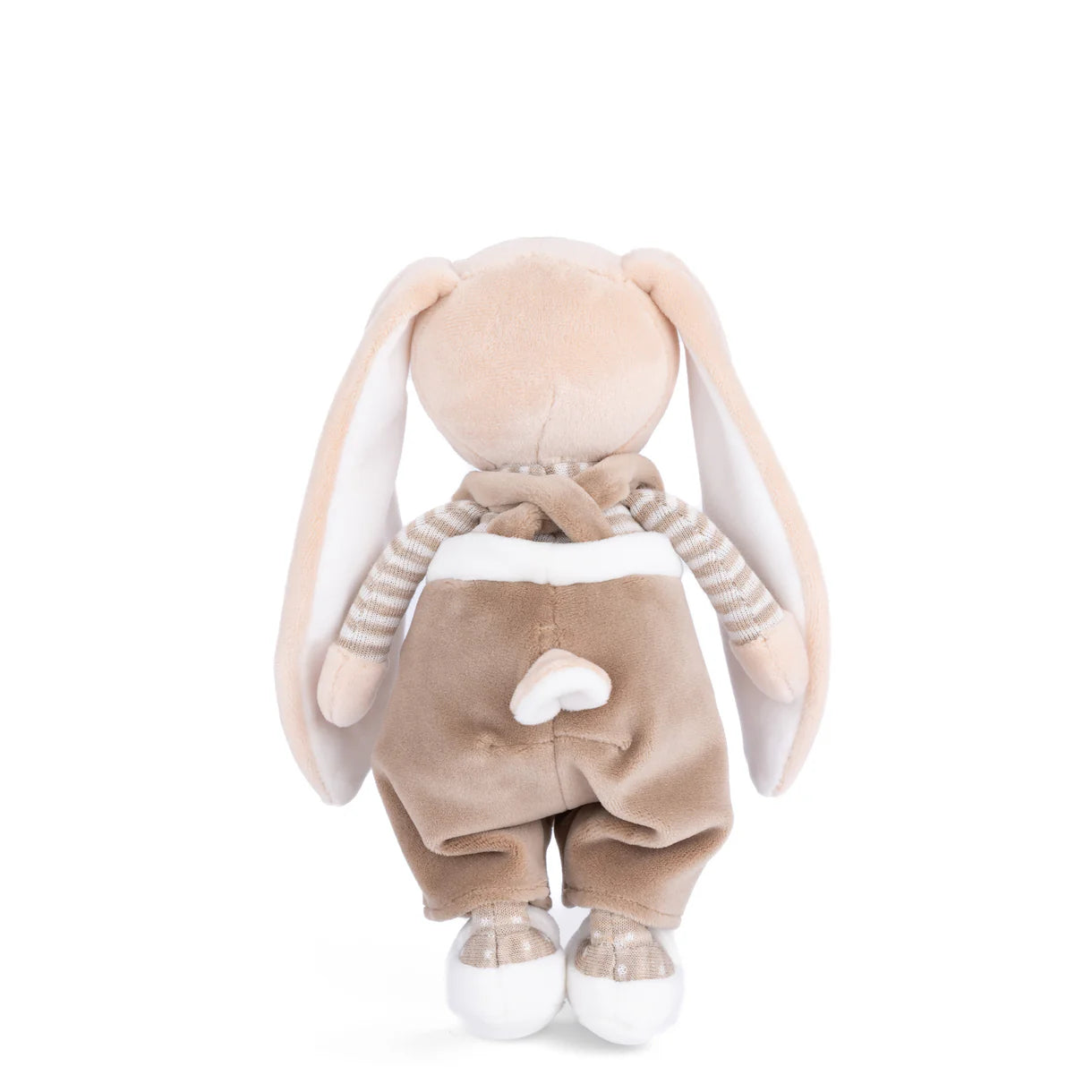 back view of bunny brother with brown pants plush toy