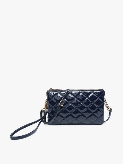 navy high gloss quilt christine crossbody.